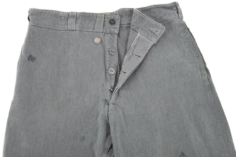 Genuine Swiss army denim work pants grey trousers military service work-wear