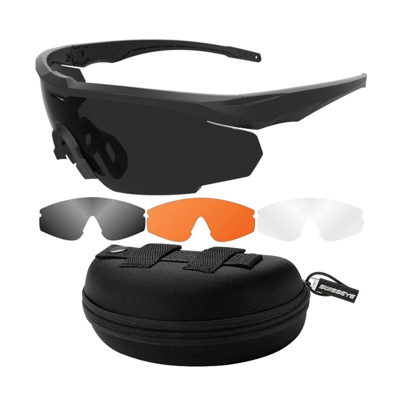 Swisseye BLACKHAWK PRO Tactical Glasses Black Frame Interchangeable Lenses