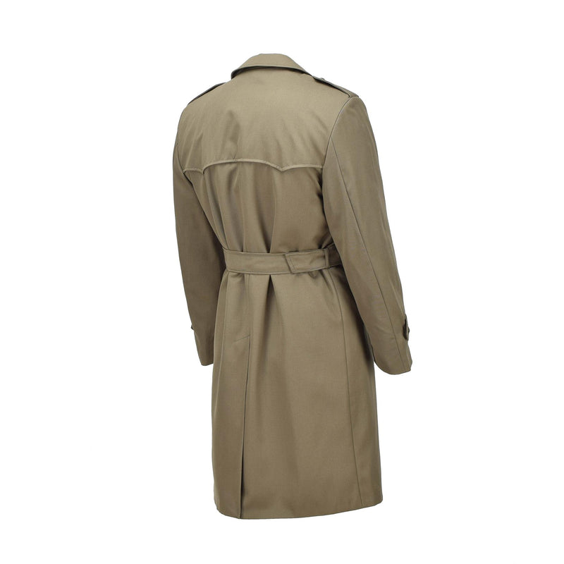 Original Italian Military trench coat khaki formal coat lined belted vintage NEW