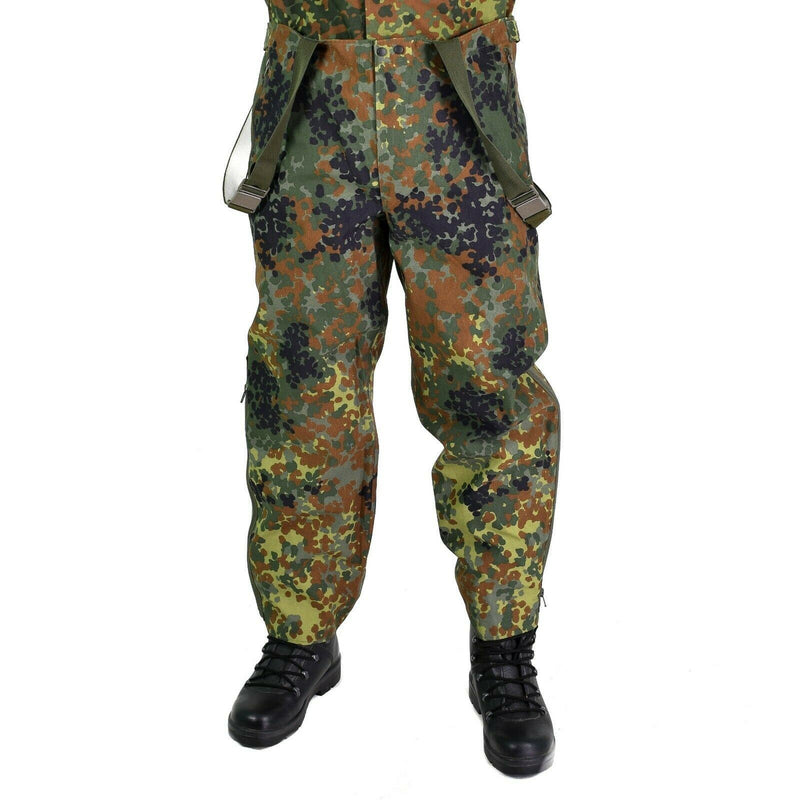 Original German army trousers GoreTex Bib n Brace Flecktarn pants overall rain