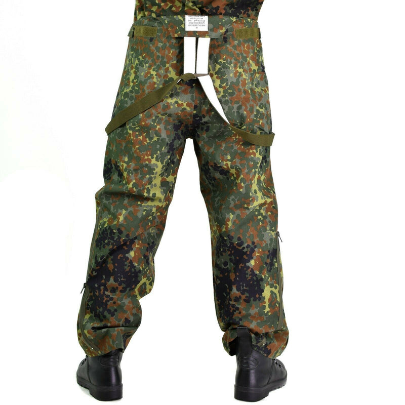 Original German army trousers GoreTex Bib n Brace Flecktarn pants overall rain