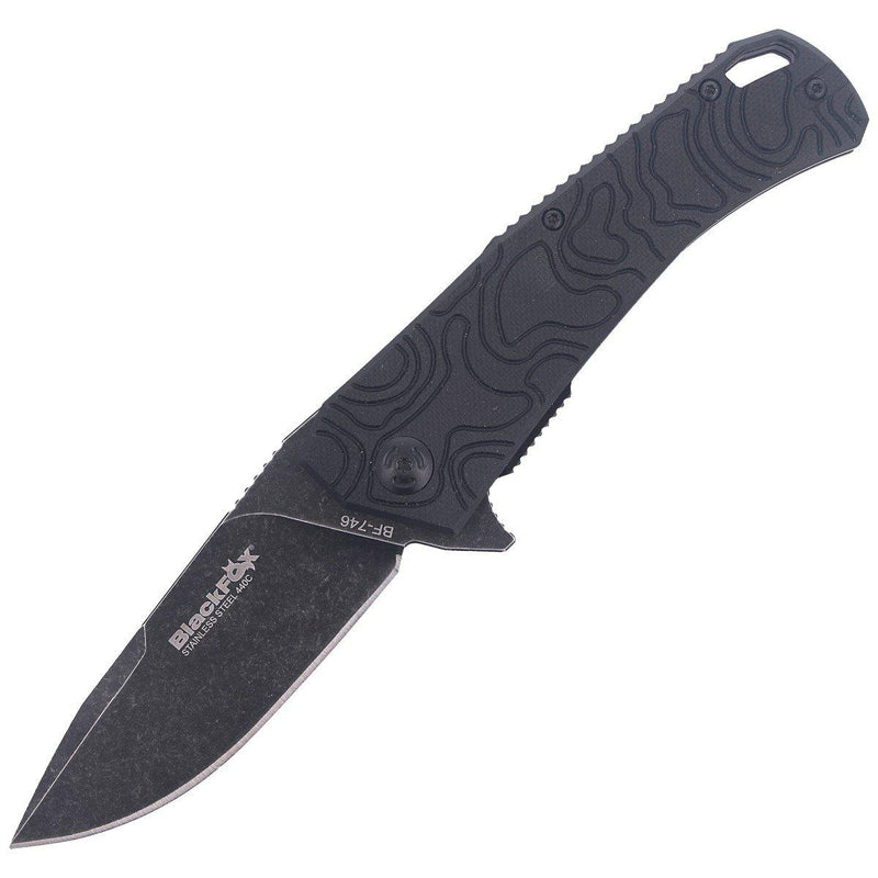 Fox Knives ECHO 1 folding pocket knife black Idroglider stone wash coating