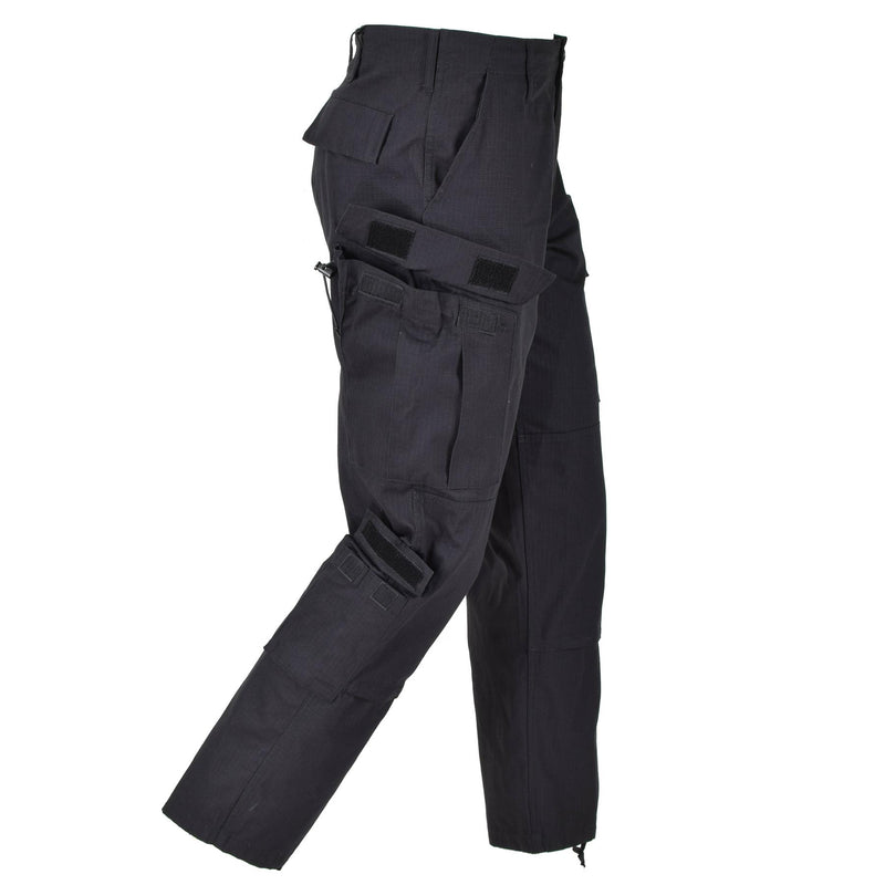 Mil-Tec Brand U.S. Army style black cargo trousers combat uniform ripstop pants