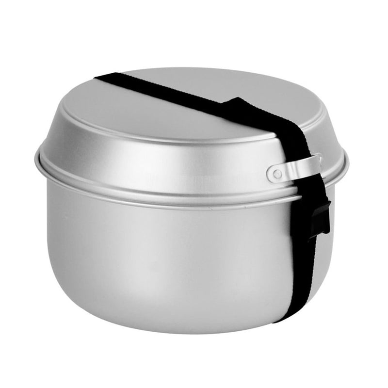 MIL-TEC camping cookware outdoor camping cooking set pan pot kettle aluminum set compact pack size nylon strap for travel