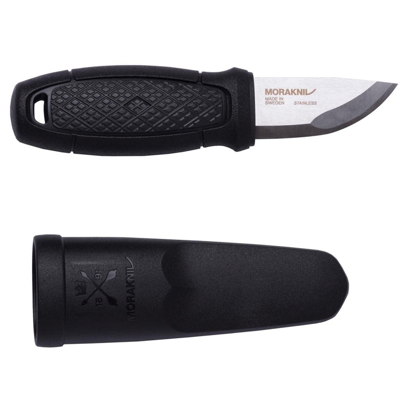 MORAKNIV Eldris Fire Kit black survival universal knife fixed drop point plain blade recycled Swedish stainless steel sheath