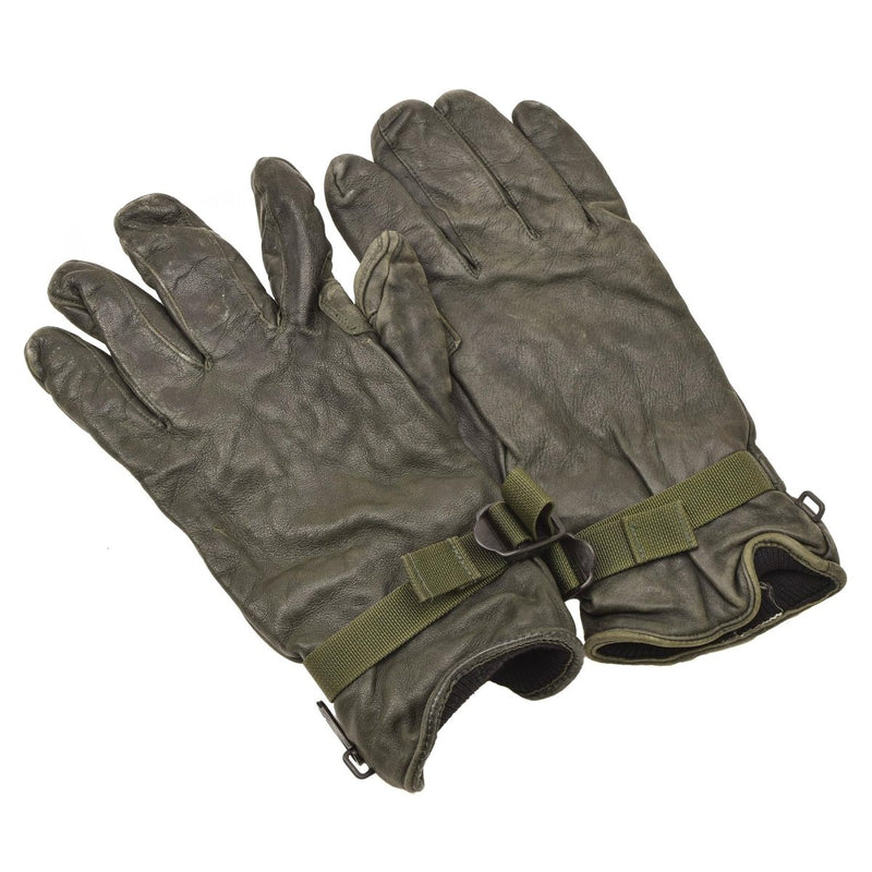 Original British Military MK II leather gloves lined dark green hand protection