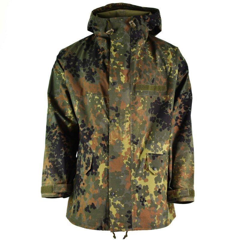 Original German army field Jacket Gore-Tex Flecktarn waterproof rain parka Hook and loop nameplate